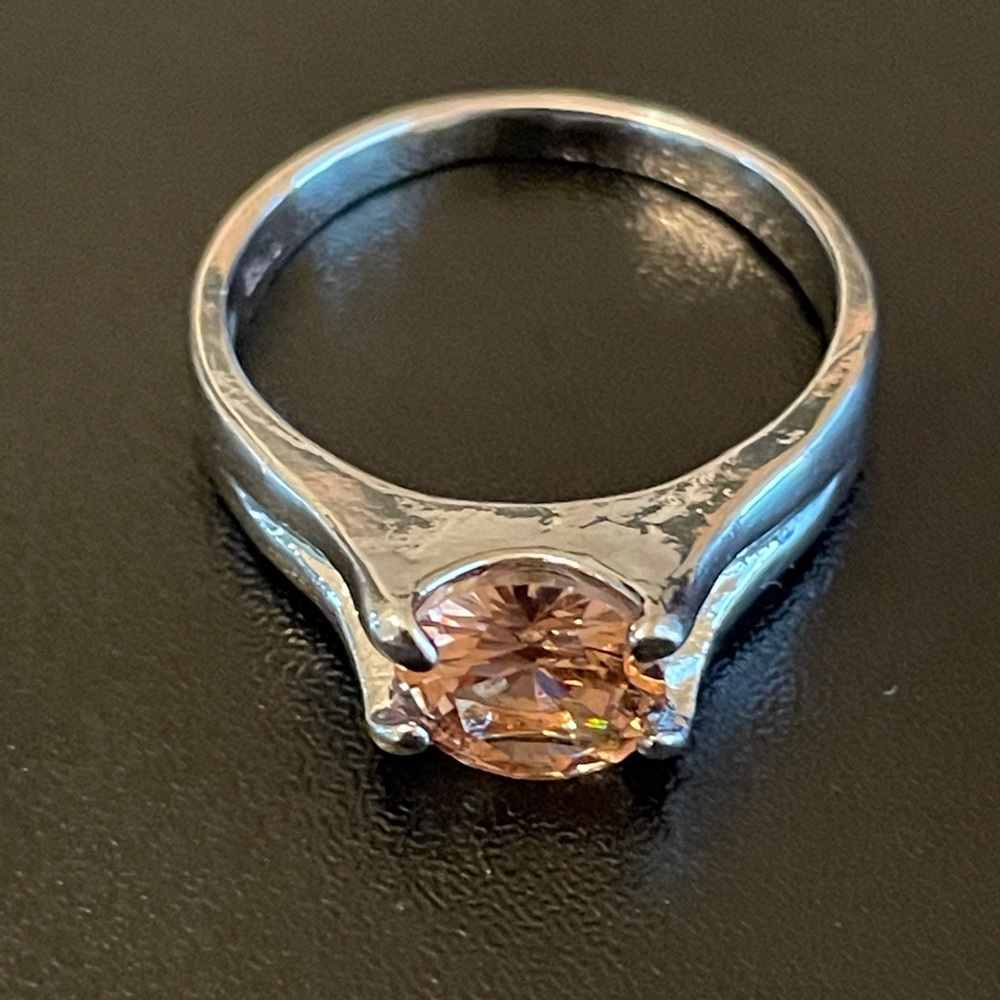 Orange cubic zirconia S925 silver ring size 9.5